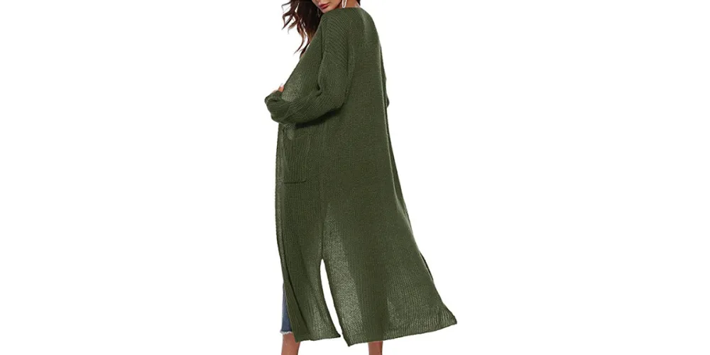Kinstore-Long-Sleeve-Cardigan-Army-Green