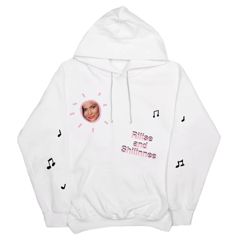 Kylie Jenner Rise Shine Merch White Hooded Sweatshirt