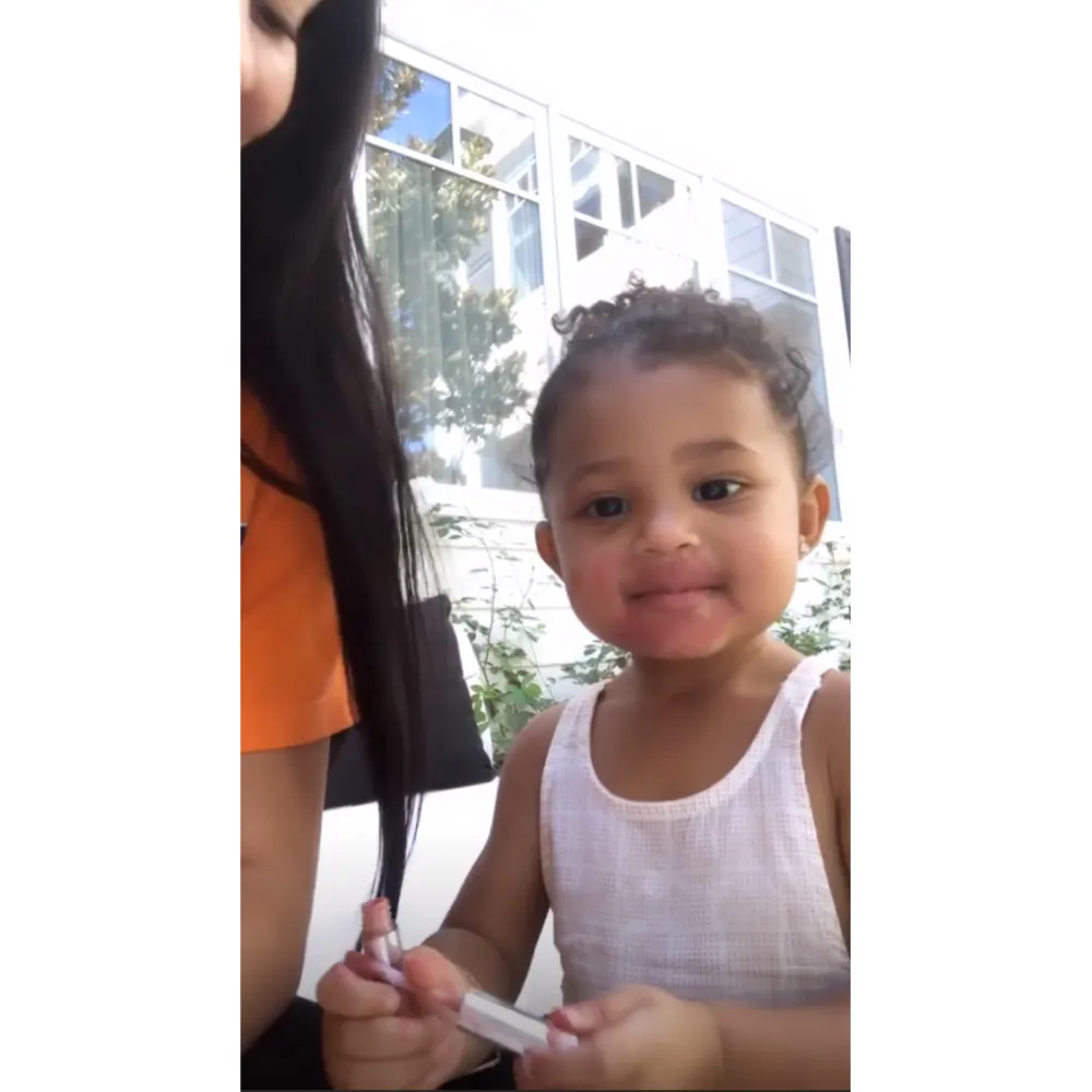 Kylie-Jenner's-Daughter-Stormi-Tries-Her-Lipstick-in-Funny-Video