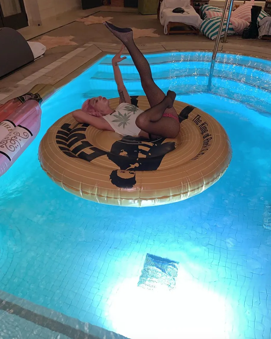 Lady Gaga Does Face Mask in Lingerie Instagram