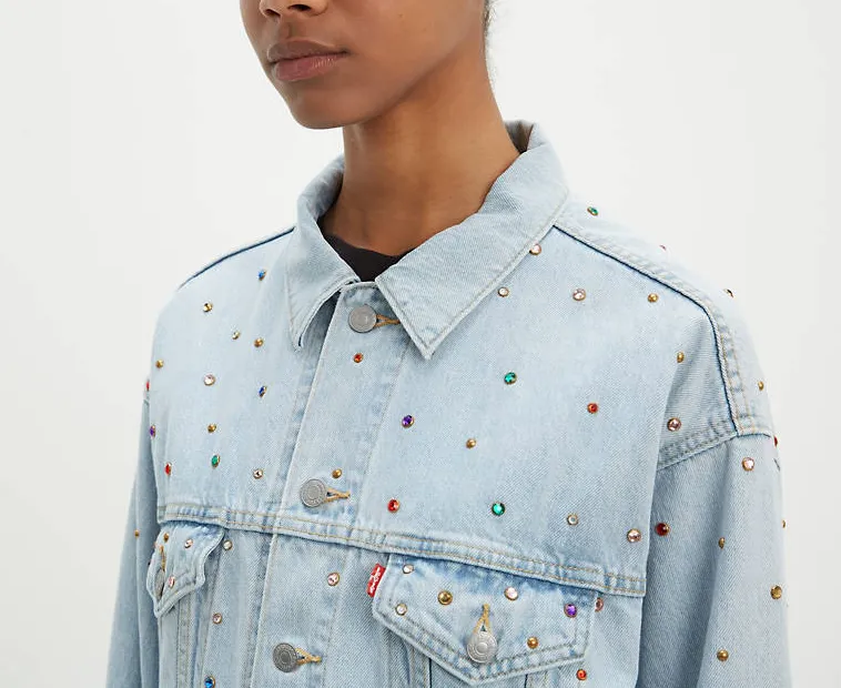 Levi's Studded Dad Trucker Jacket closeup