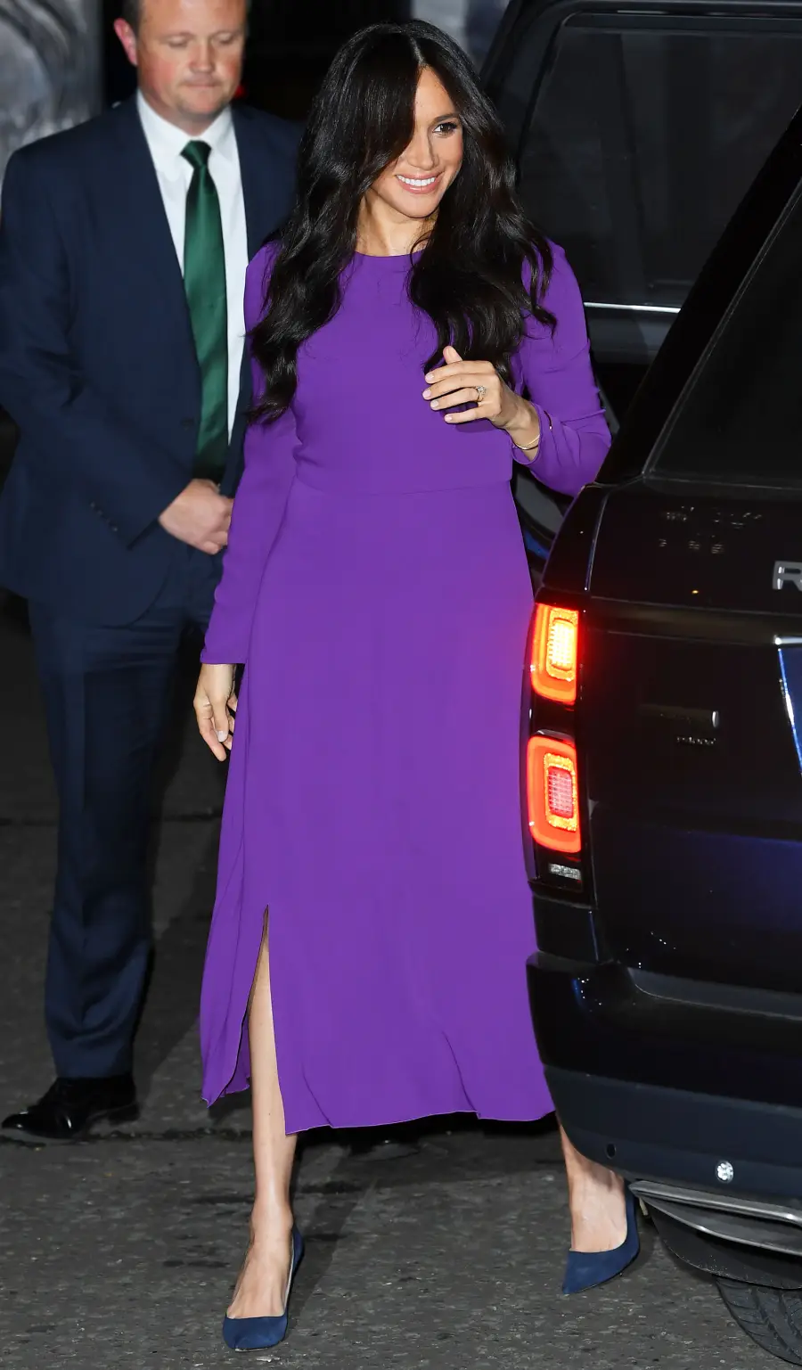 Meghan Markle Purple Dress October 22, 2019