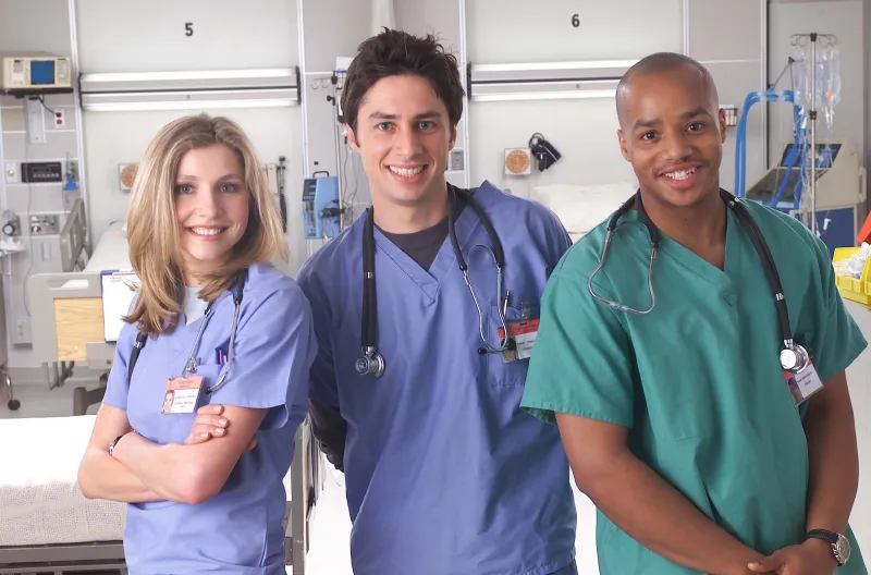 Sarah Chalke, Zach Braff, Donald Faison Scrubs