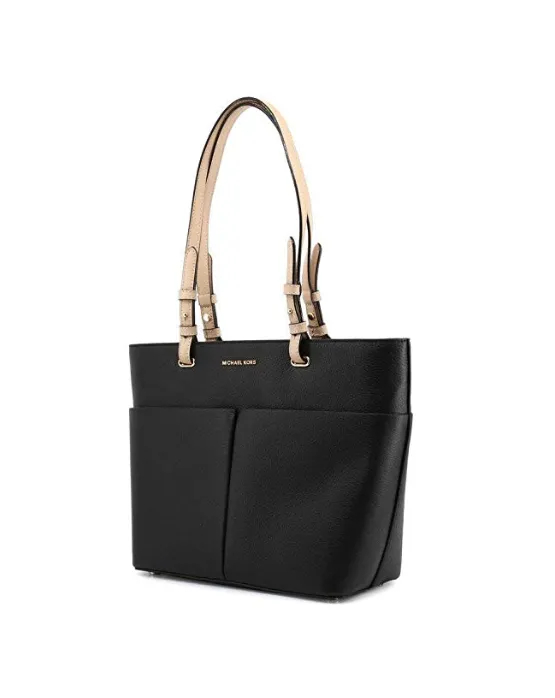 Michael Kors Black Leather Tote Side