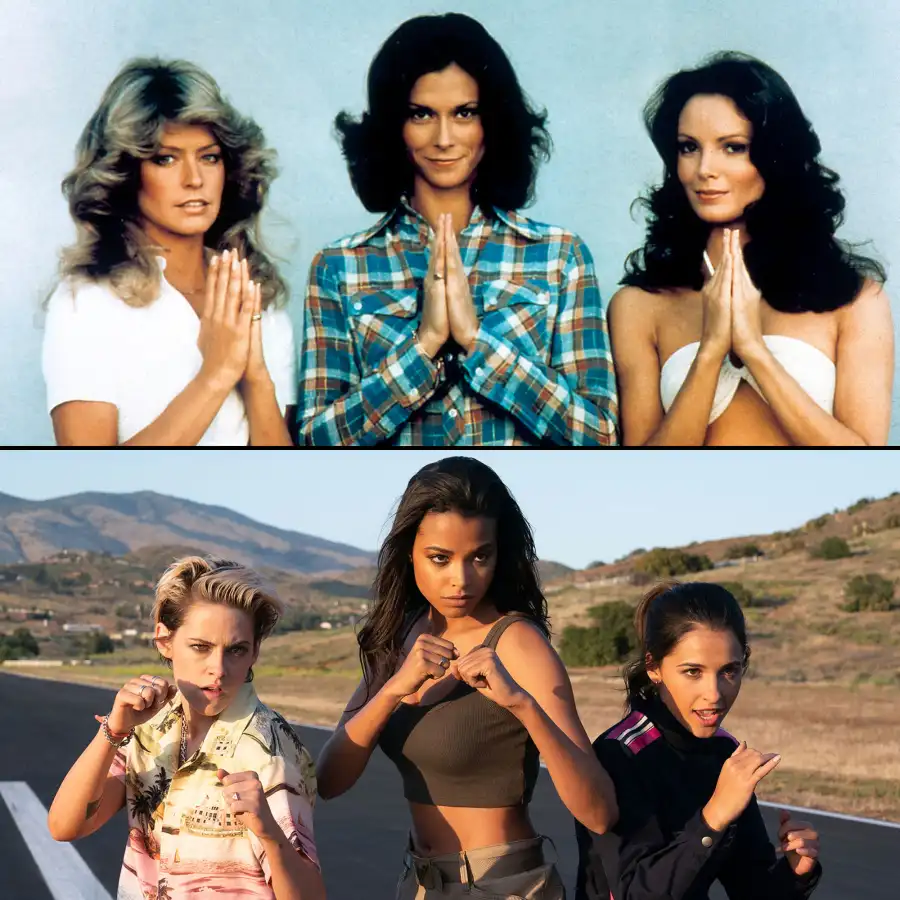 Farrah Fawcett, Kate Jackson, Jaclyn Smith, Kristen Stewart, Ella Balinska and Naomi Scott Charlies Charlie’s Angels Through the Years