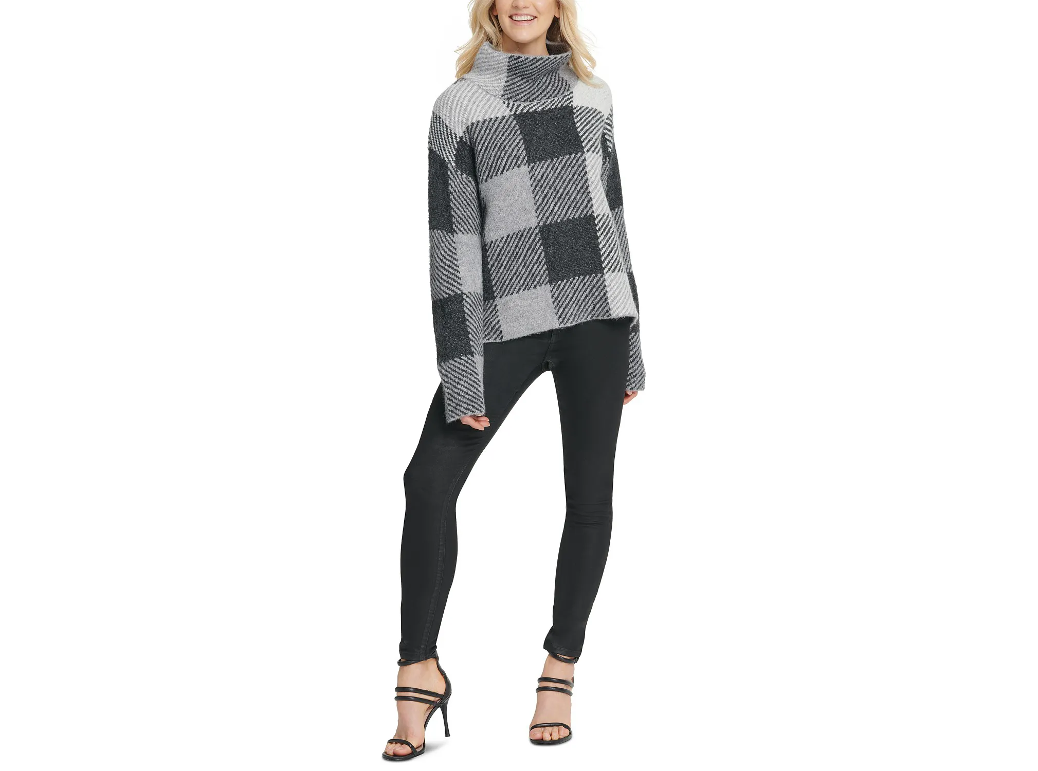 DKNY Striped High-Low Hem Sweater (featured)