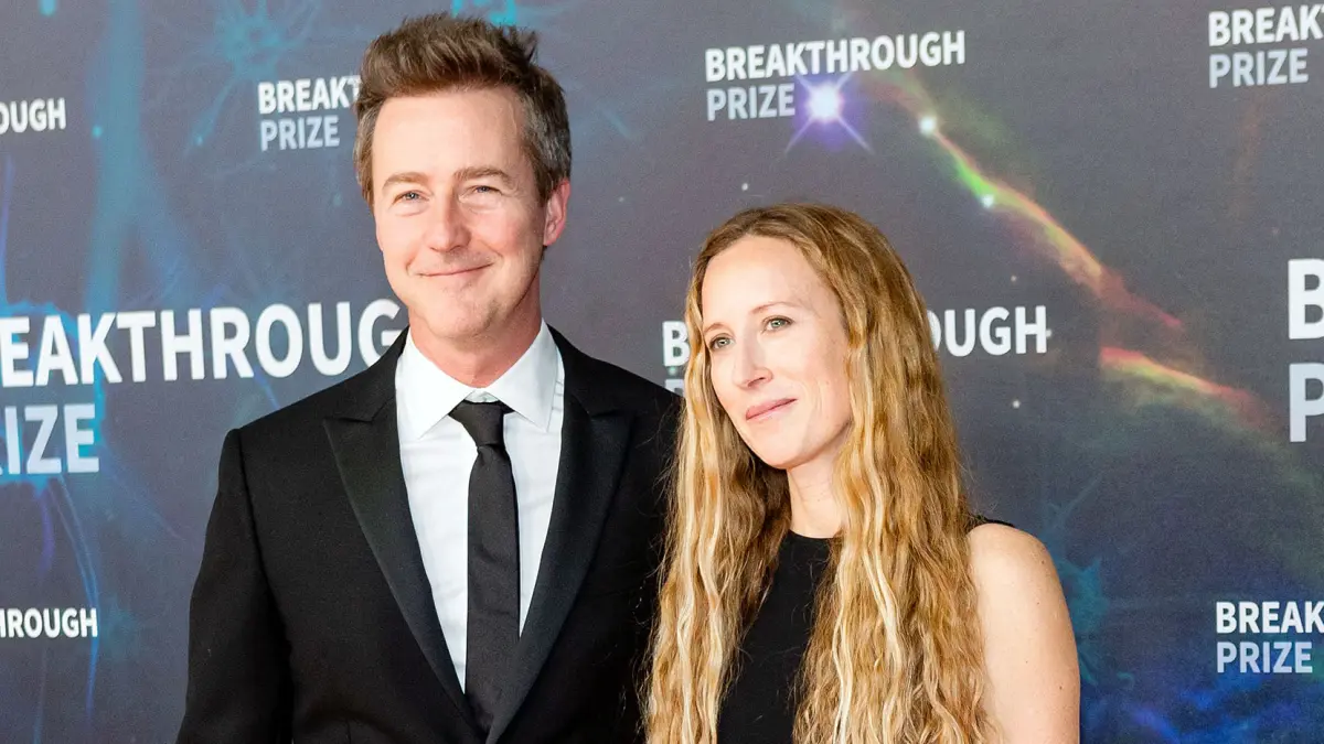 Edward Norton and Shauna Robertson at Breakthrough Prize Ceremony Talks Oscar Nominations and Life Lessons for Son