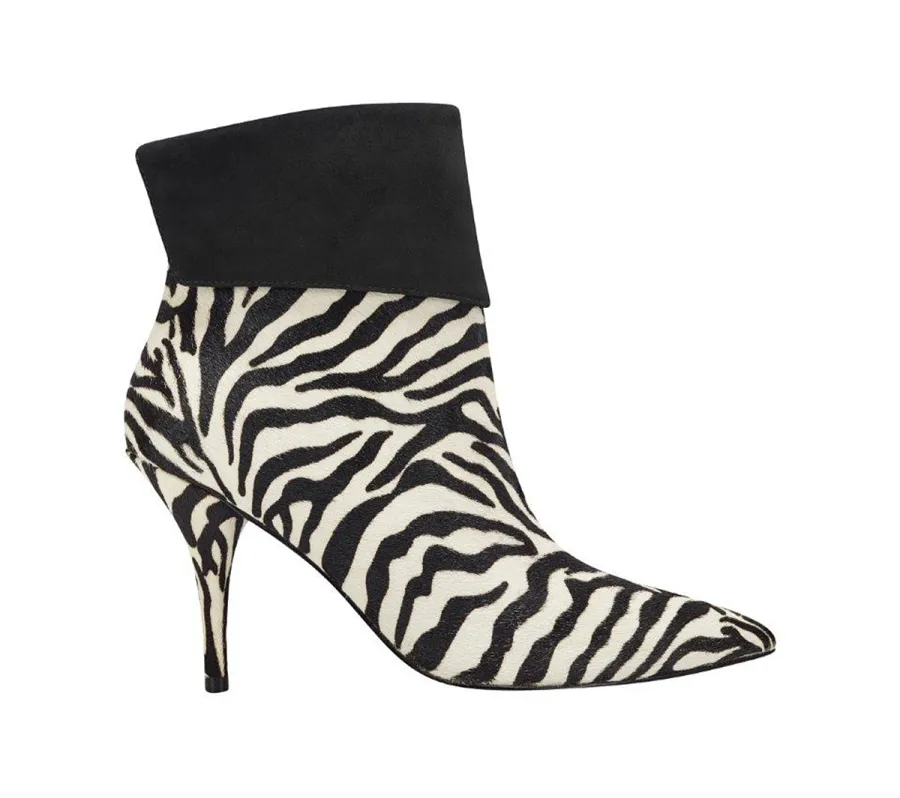 Elizabeth Sulcer Boot Collection - Fifi Pointy Toe Bootie in Zebra Print