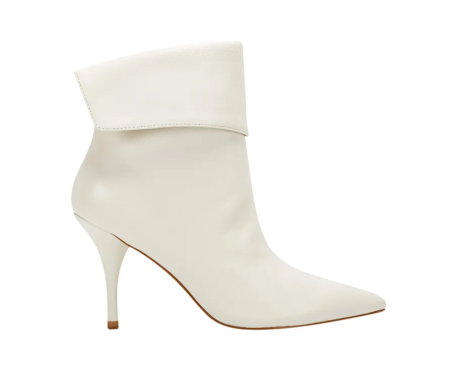 Elizabeth Sulcer Boot Collection - Fifi Pointy Toe Bootie in Ivory Leather
