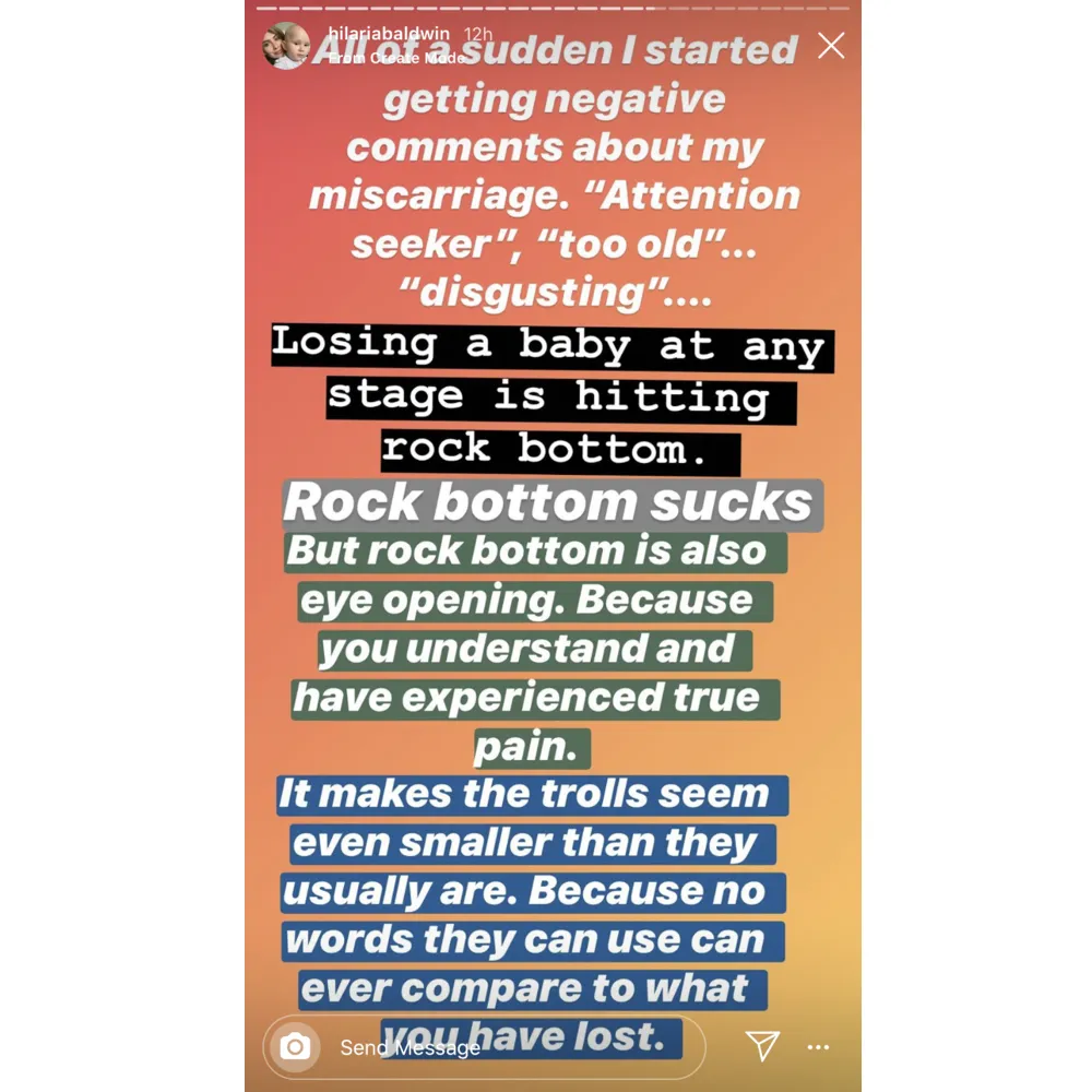 Hilaria Baldwin Slams &lsquo;Cruel&rsquo; Trolls Criticizing Her Decision to Share Miscarriage