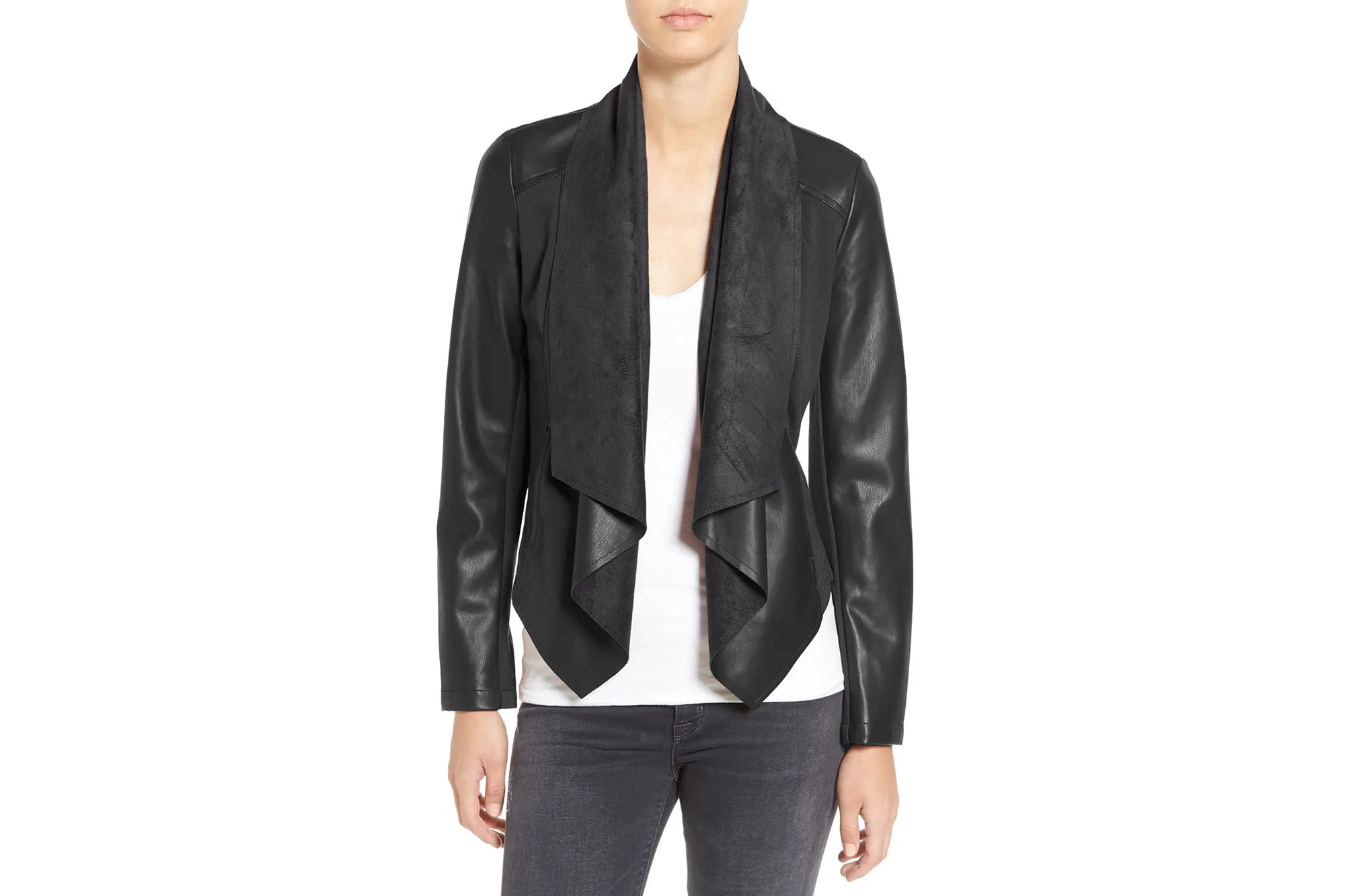 Kut from the Kloth 'Ana' Faux Leather Drape Front Jacket