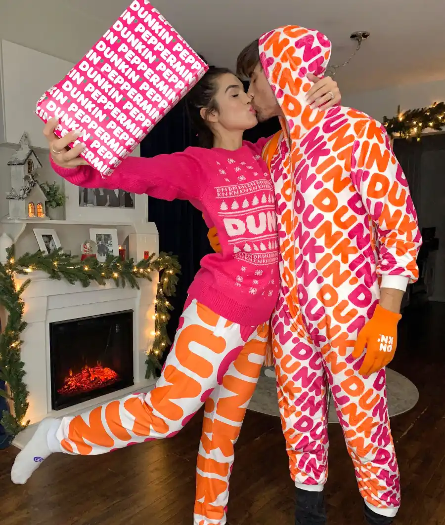 Jared Haibon Ashley Iaconetti Are Loving Dunkin New Holiday Merch