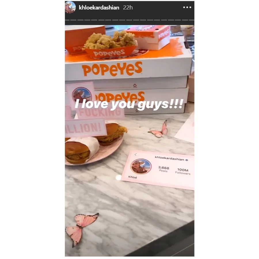 Khloe Kardashian Celebrates 100 Million Instagram Followers With Popeyes
