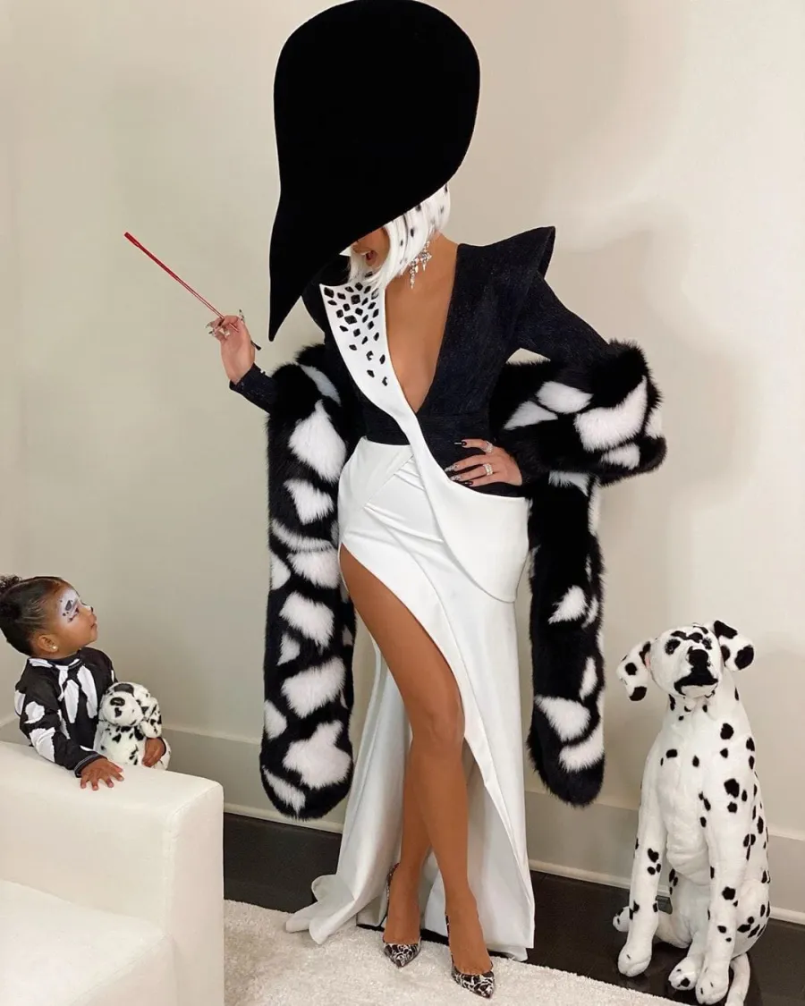 Khloe Kardashian and Her Daughter True Dress as Cruella de Vil and a Dalmatian for Halloween 2019