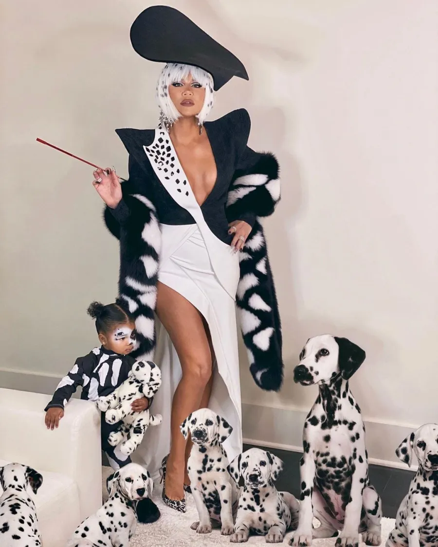 Khloe Kardashian and Her Daughter True Dress as Cruella de Vil and a Dalmatian for Halloween 2019