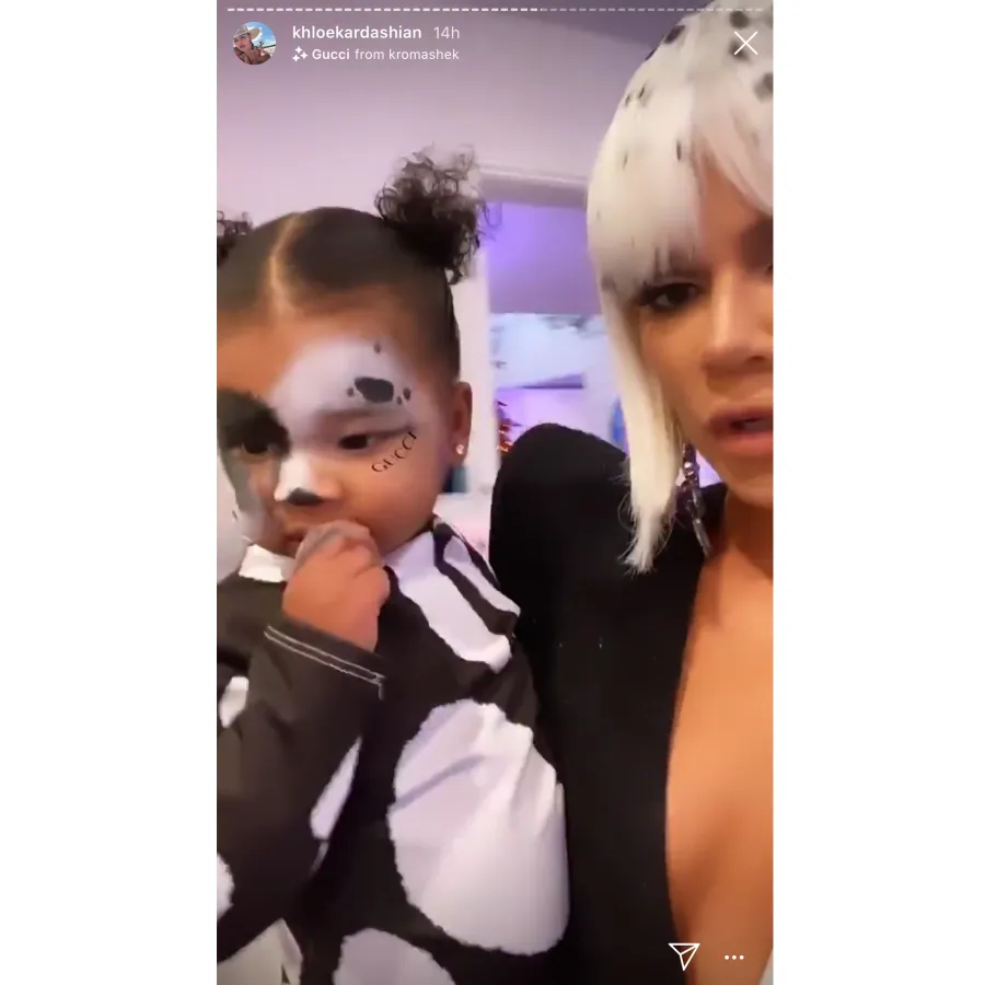 Khloe Kardashian and Her Daughter True Dress as Cruella de Vil and a Dalmatian for Halloween 2019