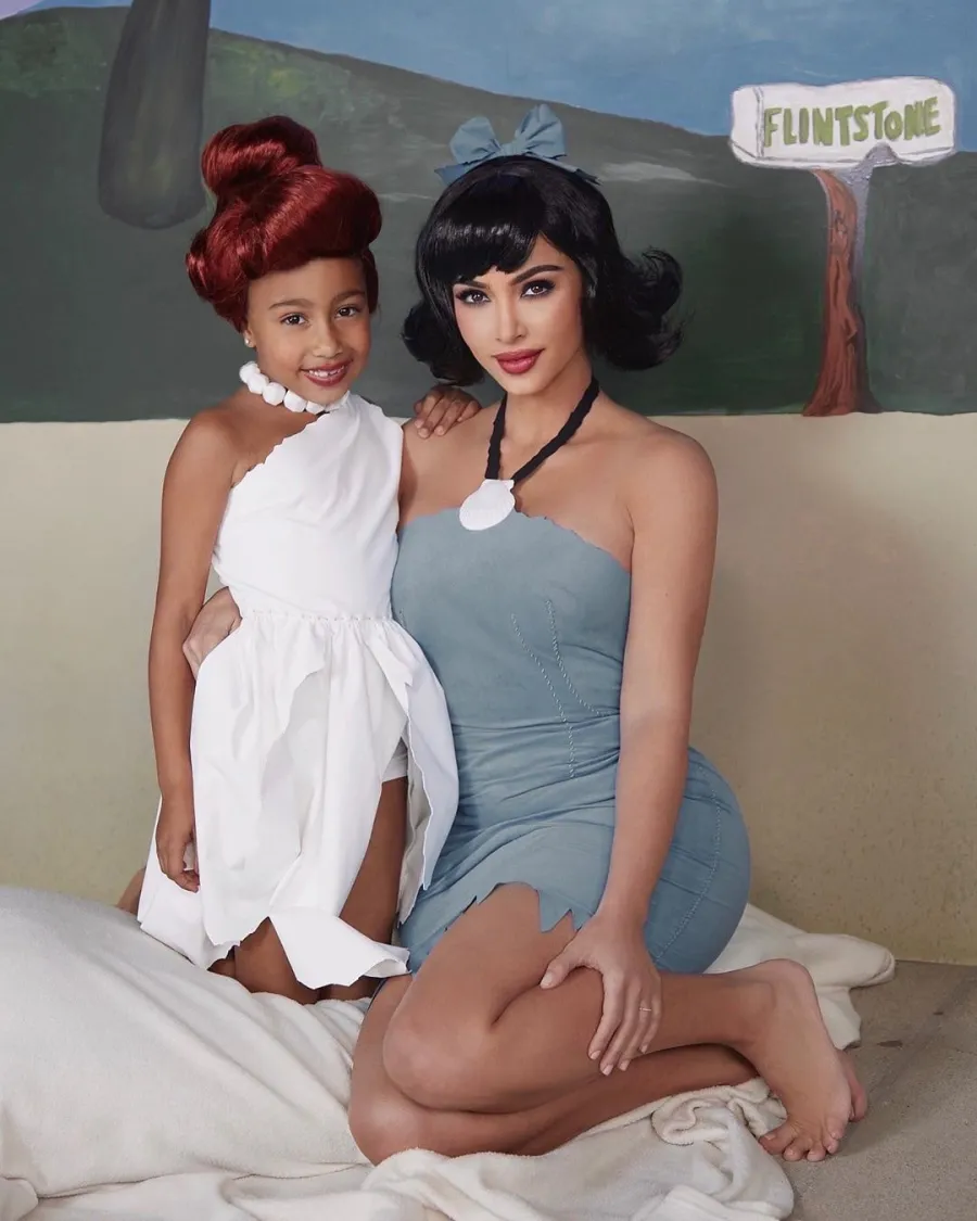 Kim Kardashian and Her Kids Dress Up as Flintstone Family for Halloween 2019