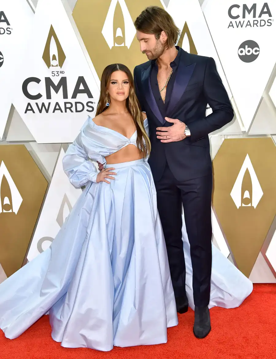 Maren Morris and Ryan Hurd 2019 CMA Awards Arrival Red Carpet Baby Bump