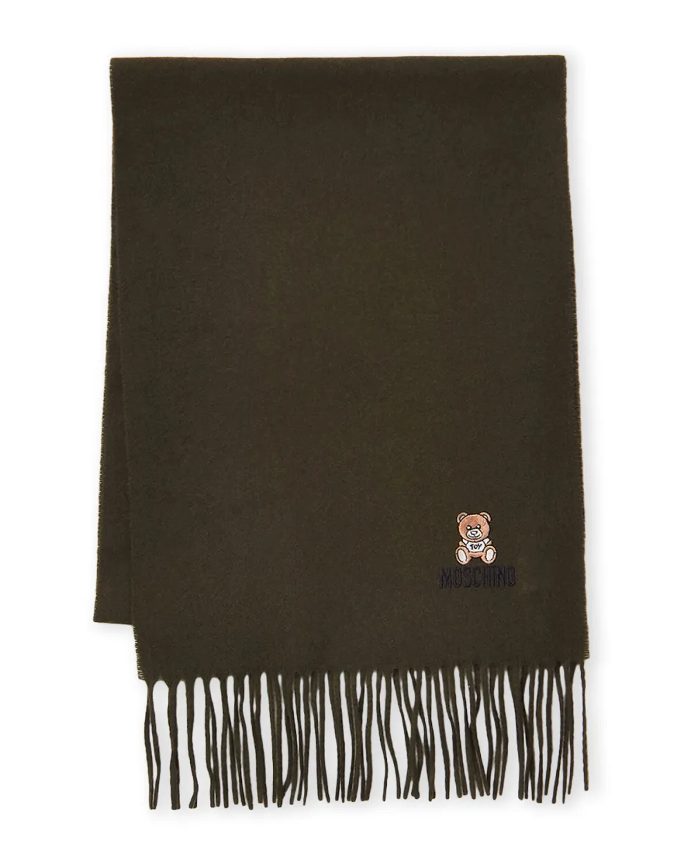 Moschino Bear Logo Wool Scarf olive