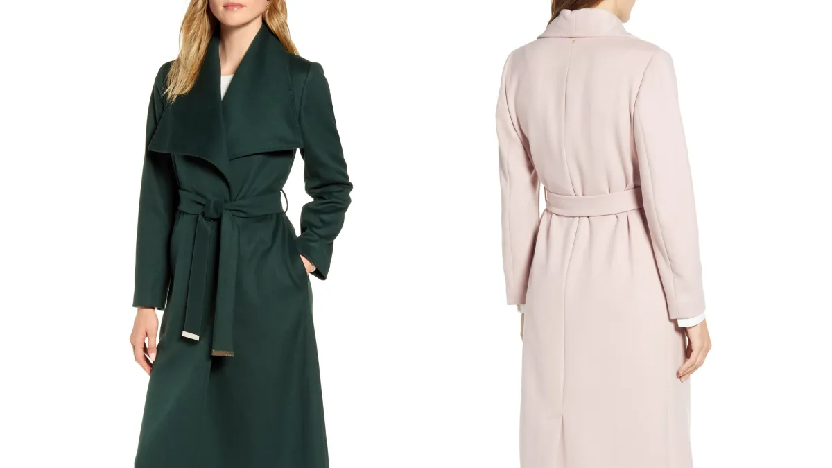 Ted Baker London Wide Collar Brushed Wrap Coat