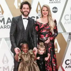 Thomas Rhett, Lauren Akins, Willa Gray Akins and Ada James Akins 2019 CMA Awards Arrival Red Carpet Children