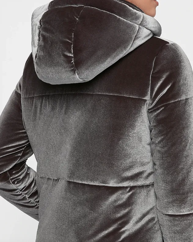 Velvet Quilted Puffer Coat (back)