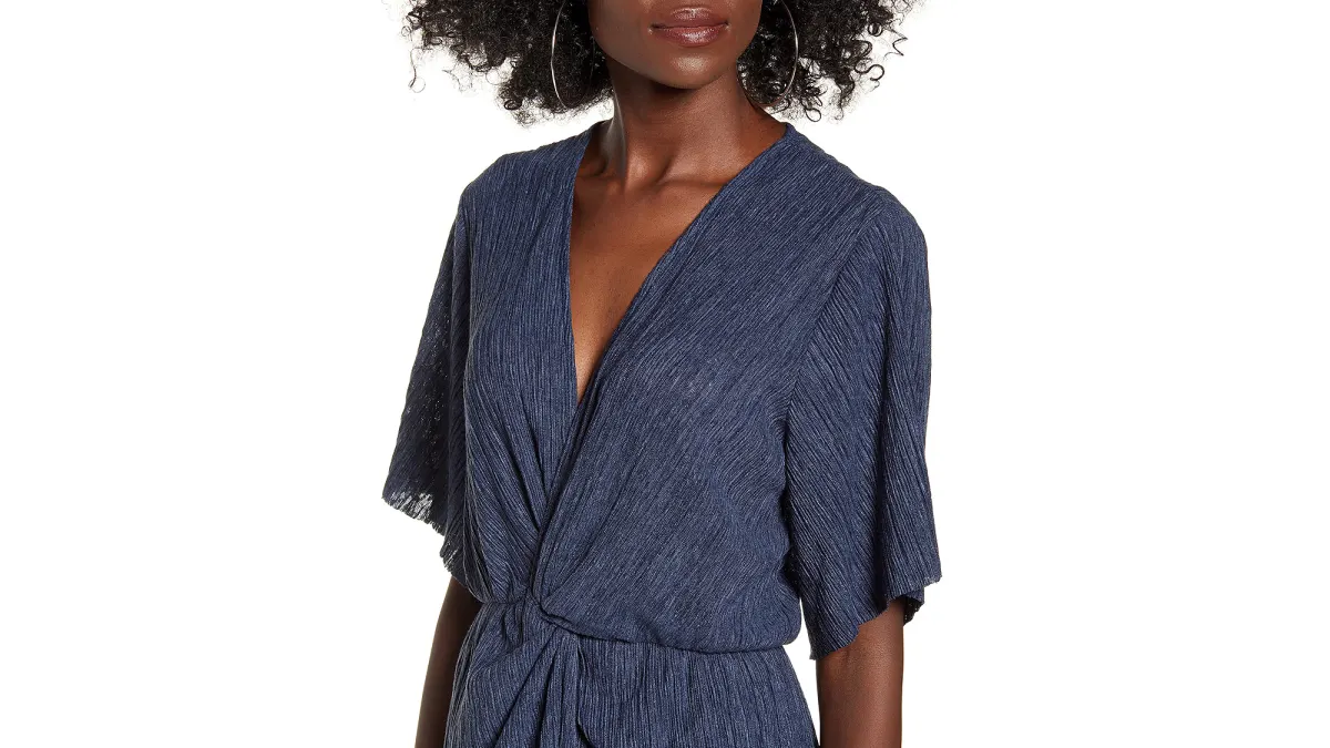 All in Favor Dolman Plissé Midi Dress