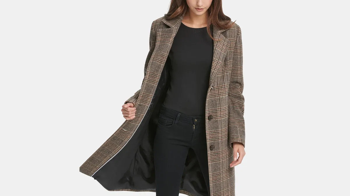dkny plaid coat