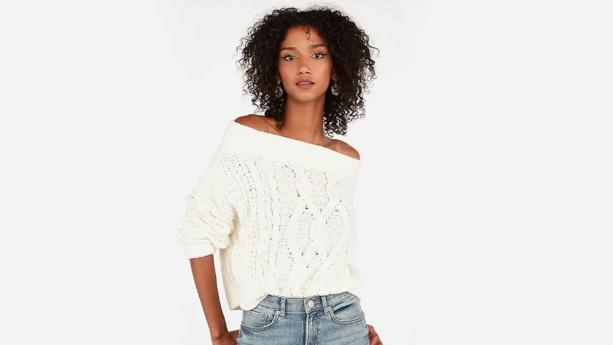 Cozy Chenille Off The Shoulder Cable Knit Sweater