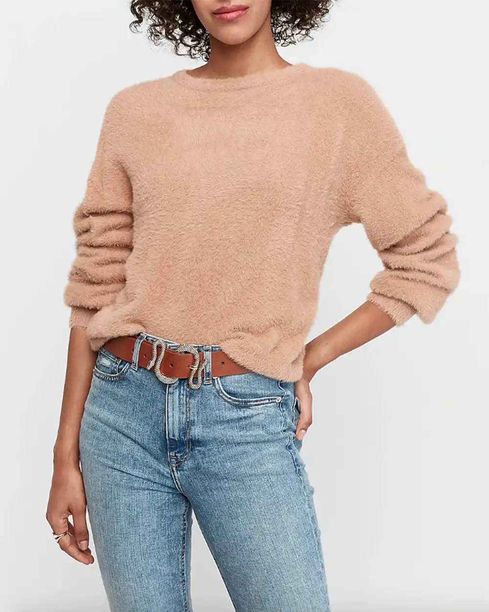 Fuzzy Balloon Sleeve Sweater