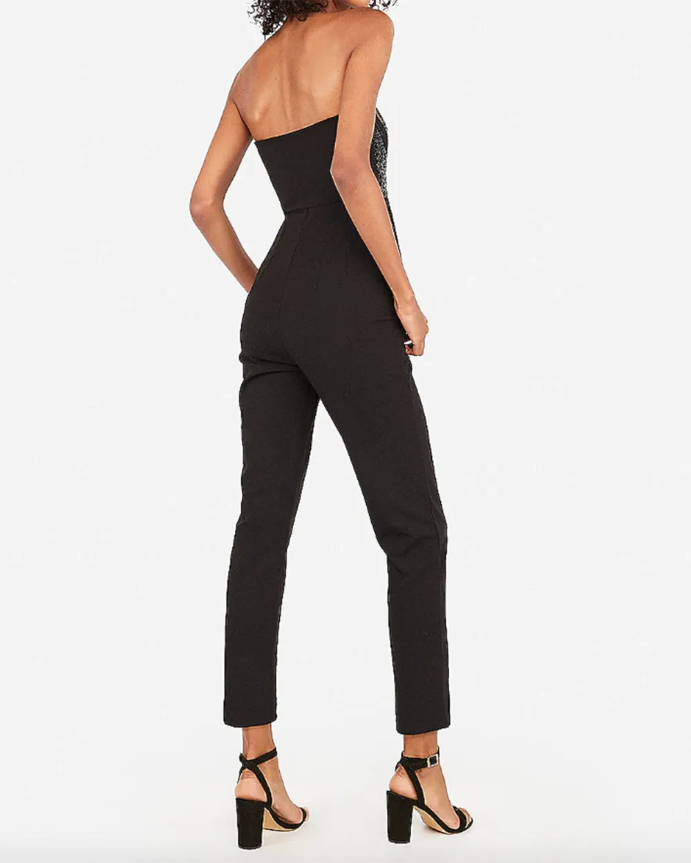 Sequin Geometric Strapless Sweetheart Jumpsuit