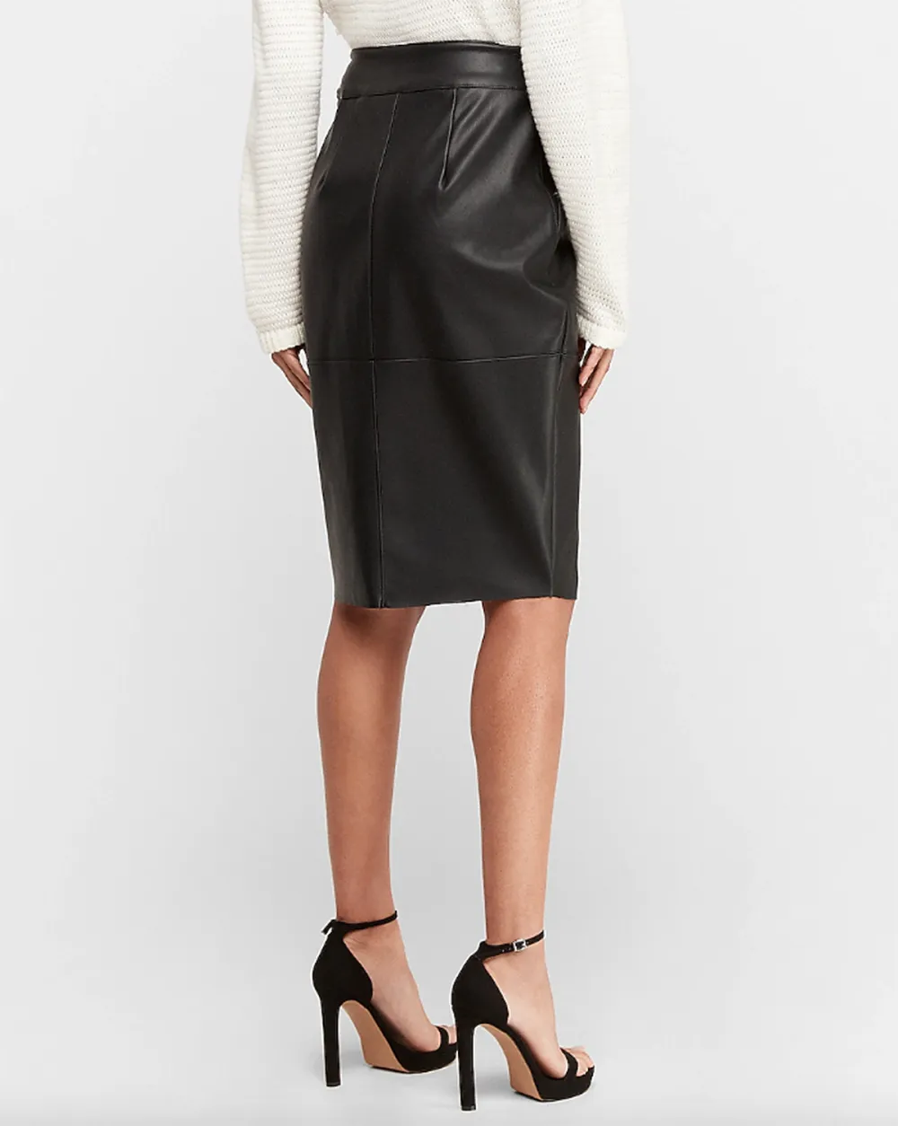 High Waisted Vegan Leather Pencil Skirt