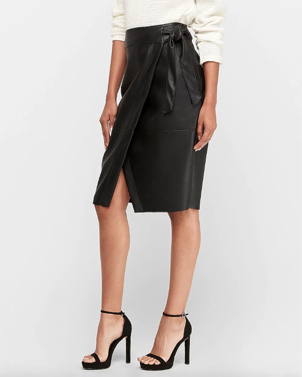 High Waisted Vegan Leather Pencil Skirt