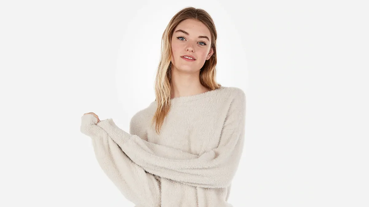 Fuzzy Balloon Sleeve Sweater