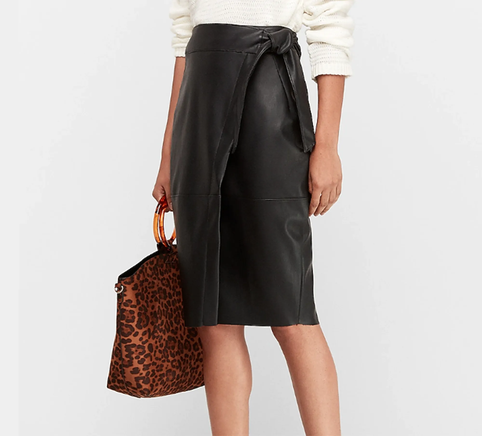 High Waisted Vegan Leather Pencil Skirt