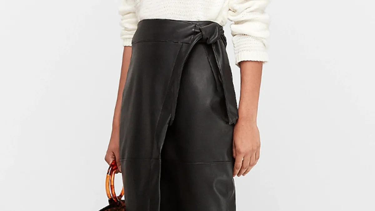 High Waisted Vegan Leather Pencil Skirt