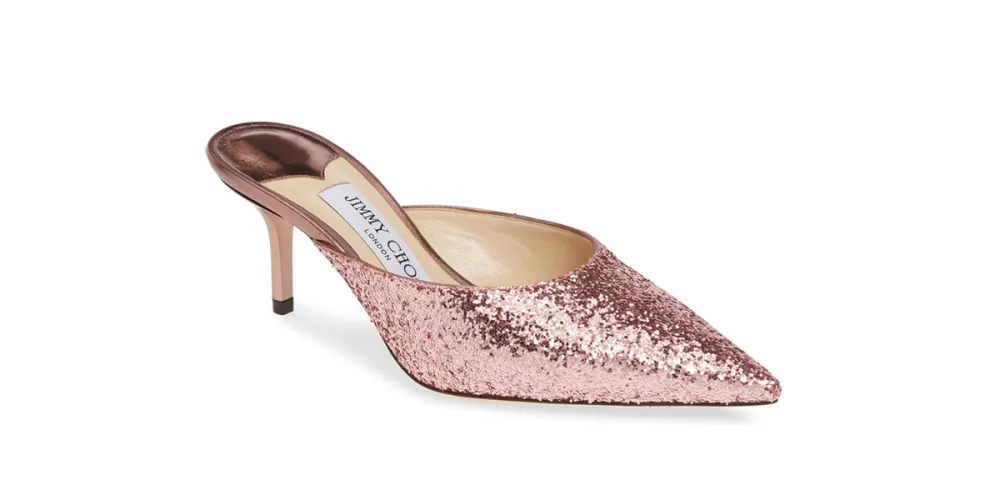 Jimmy Choo Rav Glitter Pointy Toe Mule