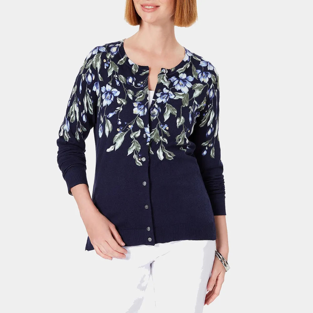 Karen Scott Floral-Print Cardigan