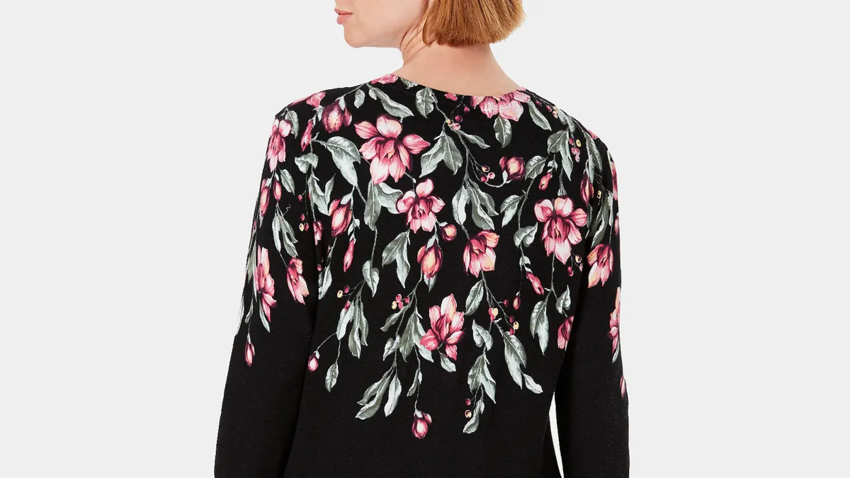 Karen Scott Floral-Print Cardigan