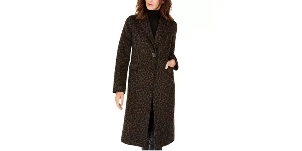 Tahari Leopard-Print Walker Coat