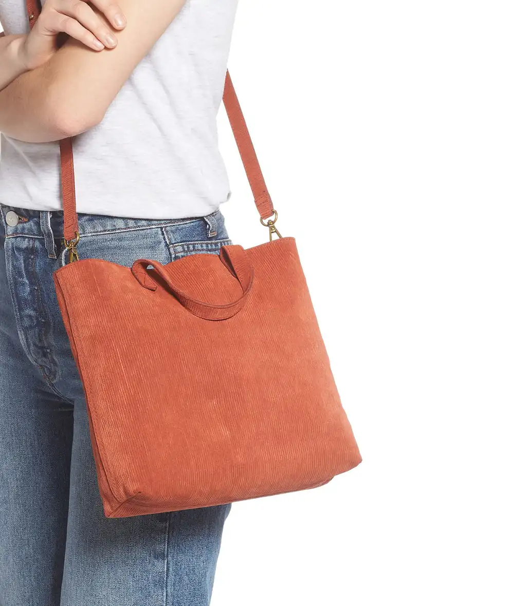 Madewell Zip-Top Transport Corduroy Suede Crossbody Bag