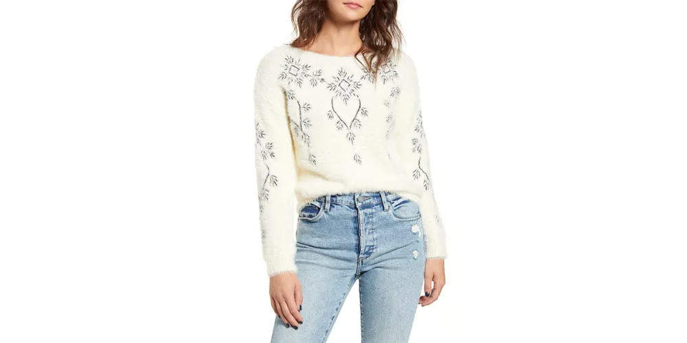 COTTON EMPORIUM Beaded Snowflake Sparkle Sweater
