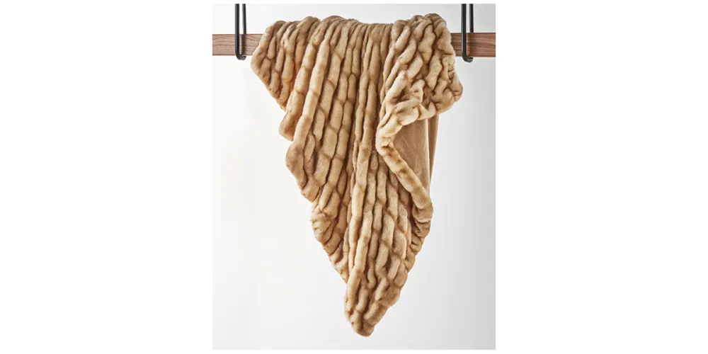 Hotel Collection Carved Faux-Fur Throw, Created for Macy's