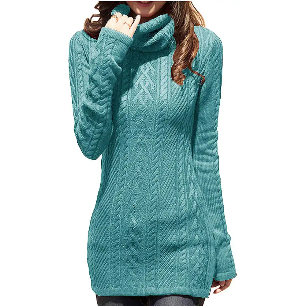 v28 Polo Neck Knit Stretchable Long Slim Sweater