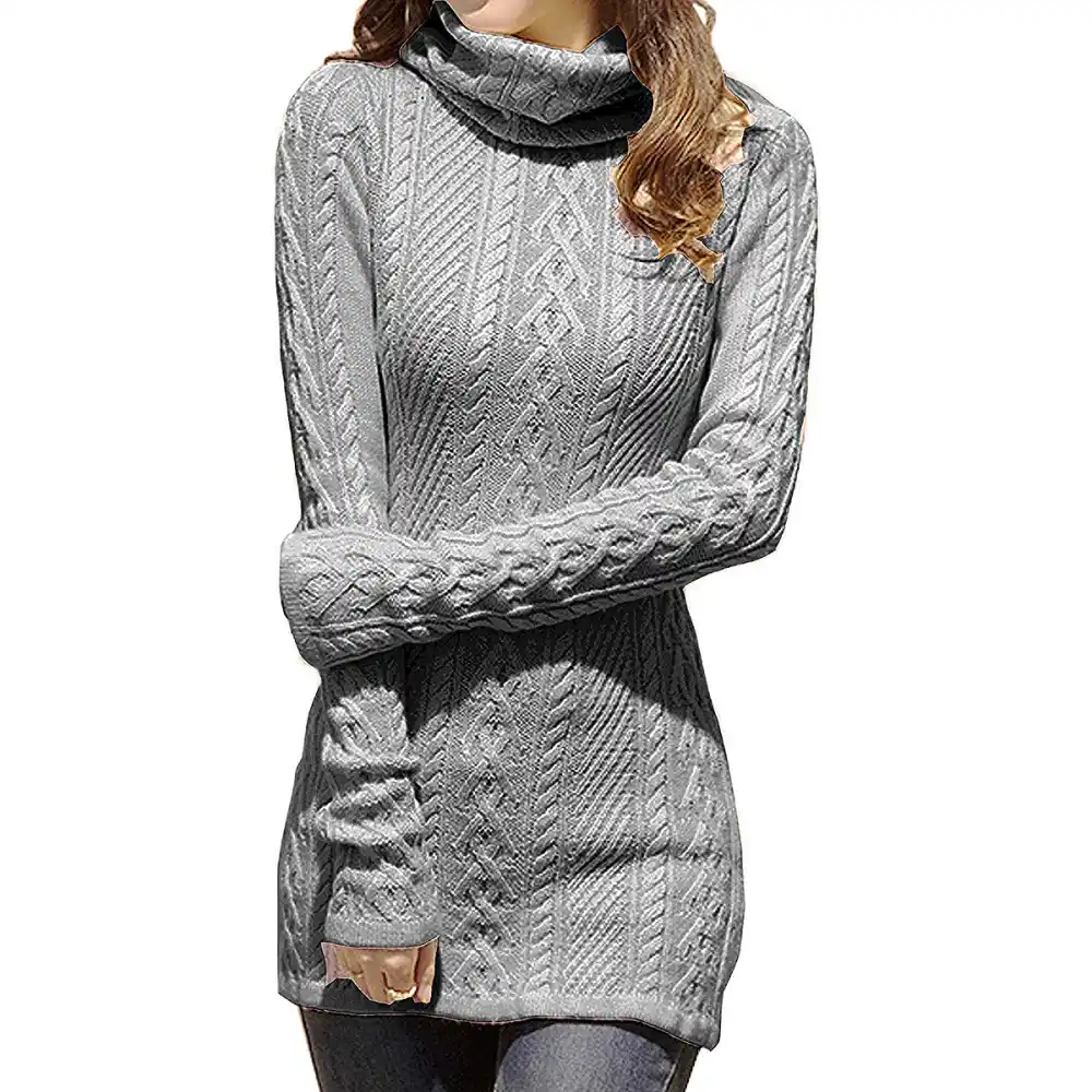 v28 Polo Neck Knit Stretchable Long Slim Sweater