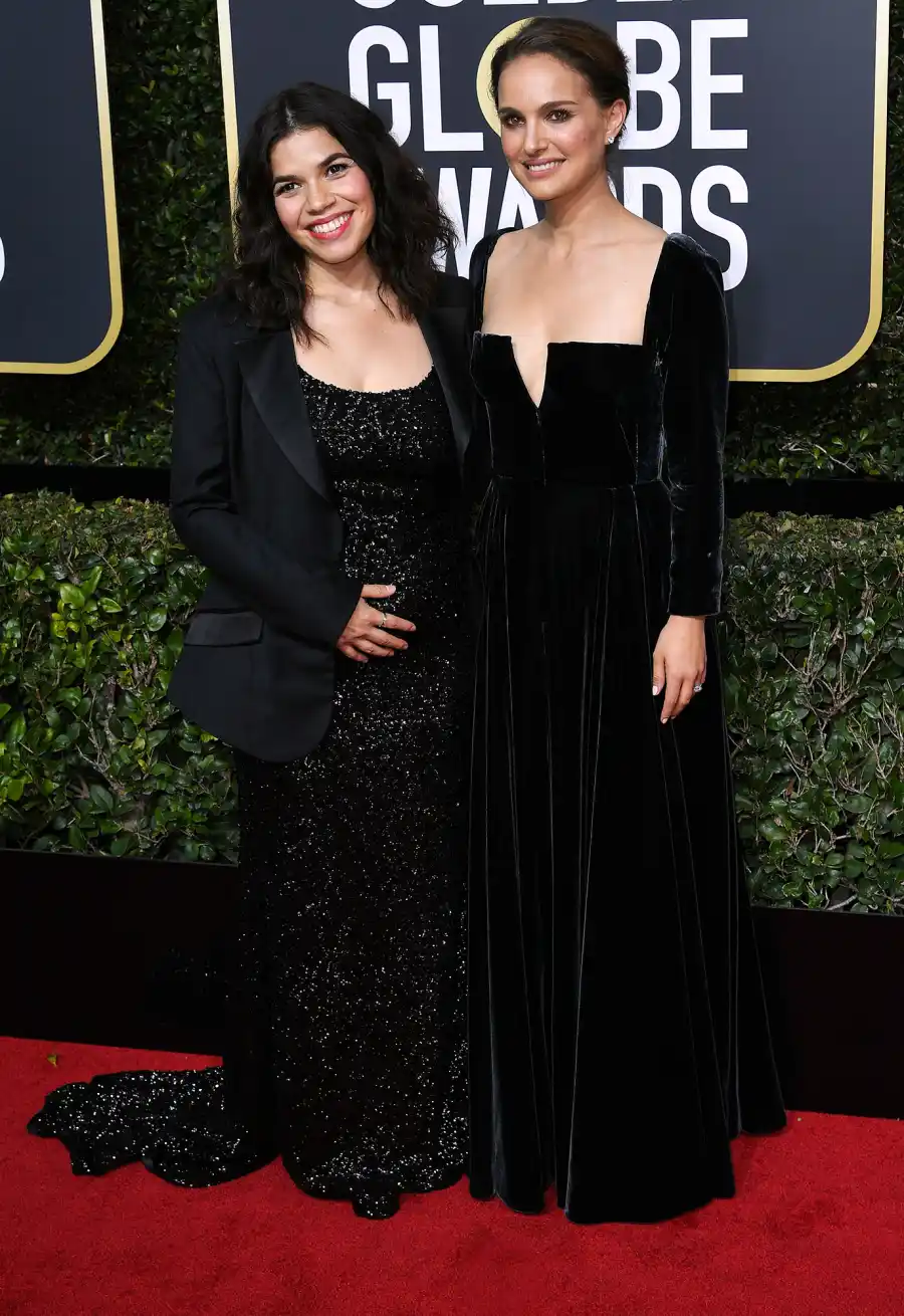 America Ferrera and Natalie Portman America Ferrera Baby Bumps at the Golden Globes