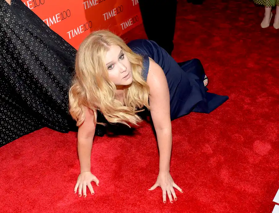 Amy-Schumer-trips-in-front-of-Kanye-West-and-Kim-Kardashian-West