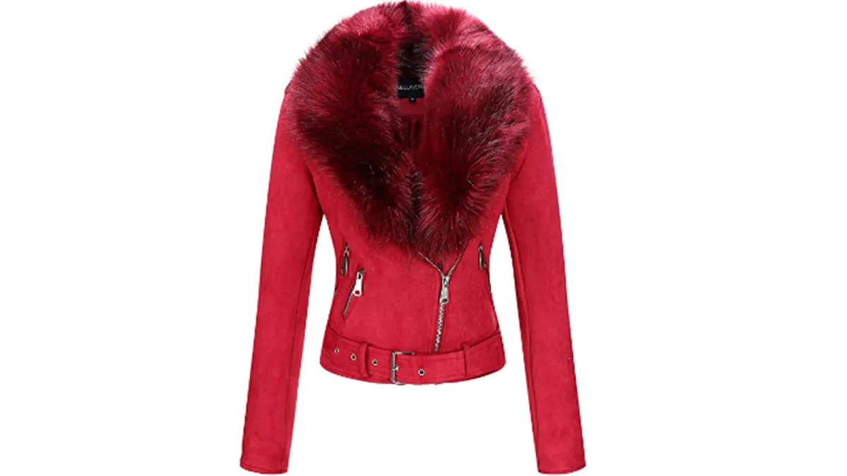 Bellivera Women's Faux Suede Moto Jacket