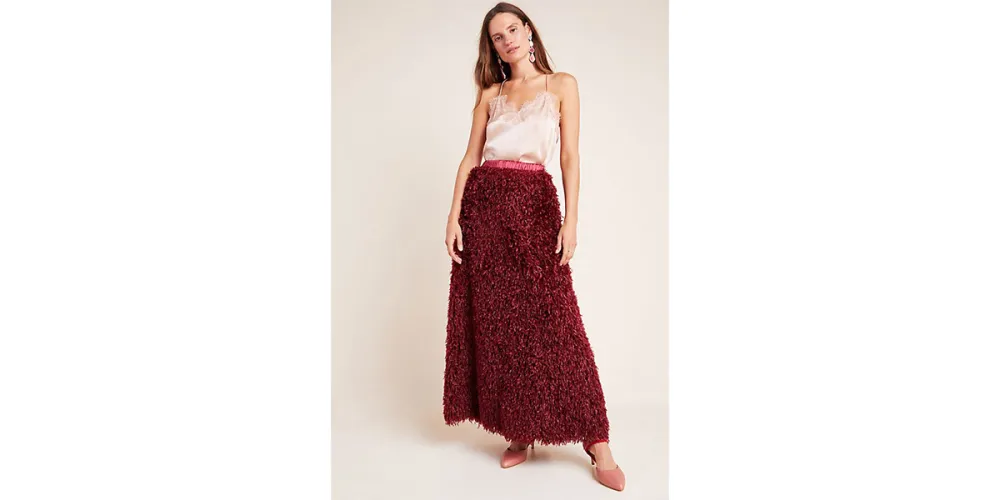 Chantal Feathered Maxi Skirt