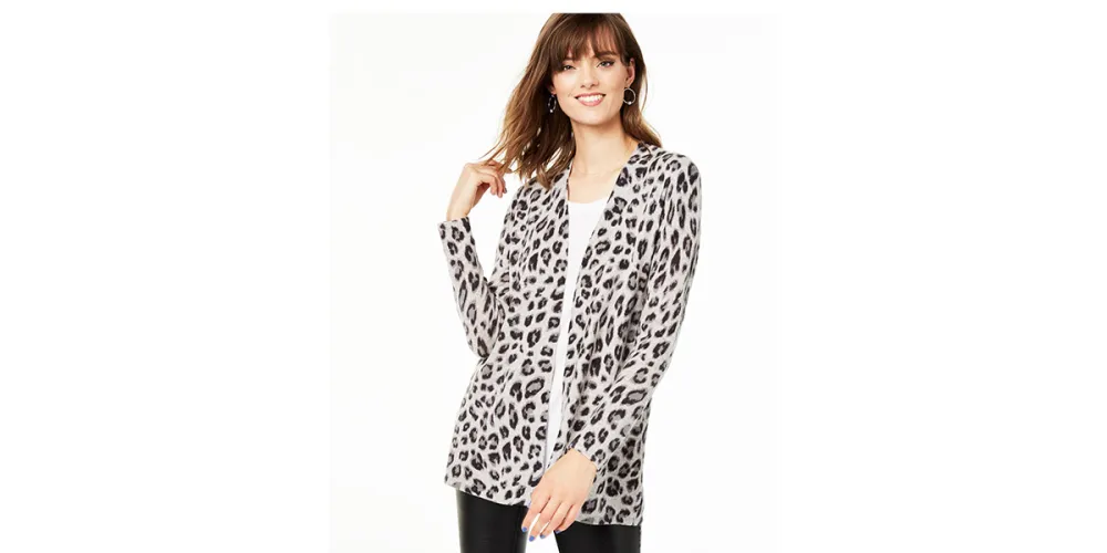Charter Club Animal-Print Pure Cashmere Cardigan, Regular & Petite Sizes, Created For Macy's